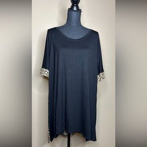 3XL NWT Black Tunic with Leopard Crisscross Back